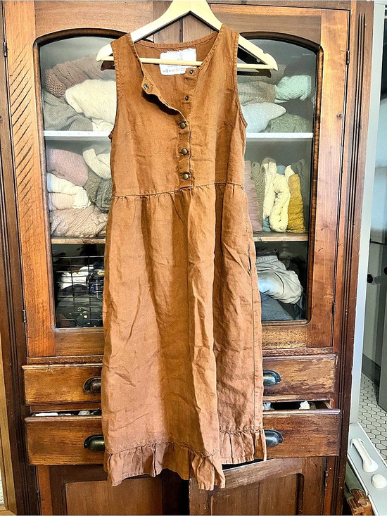 notPERFECTLINEN Dresses & Skirts - notPERFECTLINEN VALLEY Button Down Linen Dress, toast, small